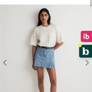 NWOT Madewell Pleated Denim Mini Skirt in Stilecrost Wash